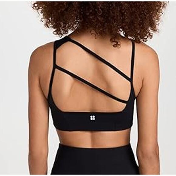 NWT Sweaty Betty Women's Black Asymmetric One Shoulder Sculpt Sports Bra Size S - Picture 2 of 8